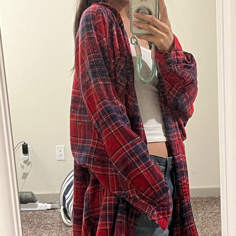 BDG Red and Blue Plaid Button Down Shirt